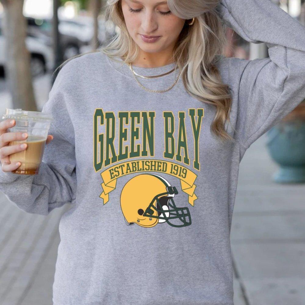 Green Bay Packers Graphic Design Football Crewneck Sweatshirt